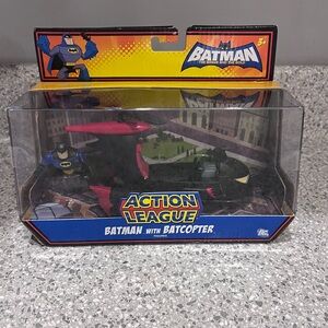 Batman with Batcopter Action League Playset - Black & Red - Vintage 2009